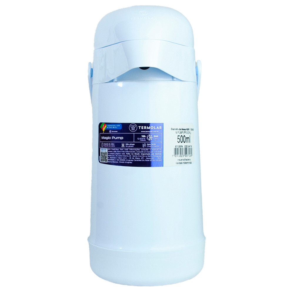 Garrafa Térmica Pressão Magic Pump 500ml Branca Termolar