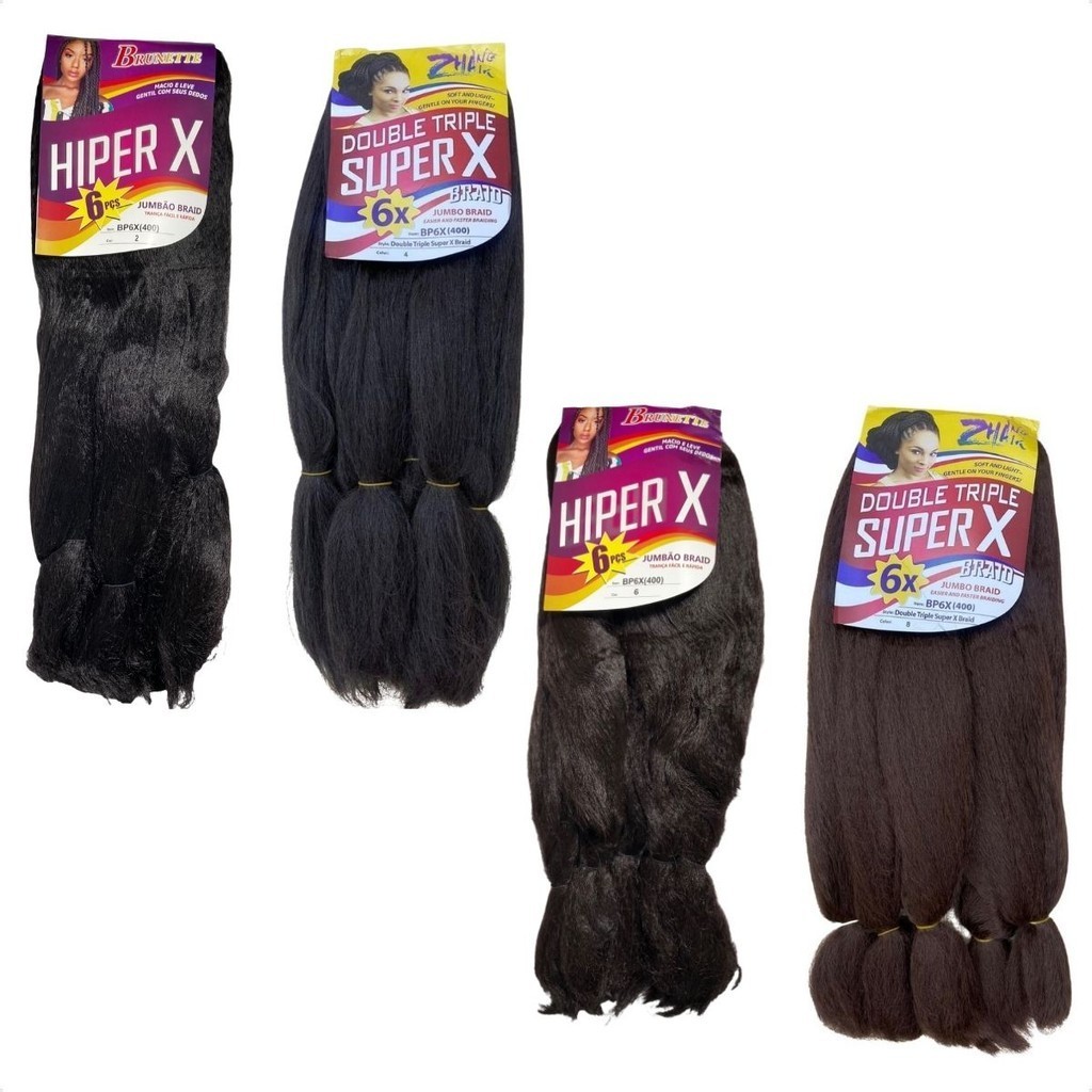 Jumbo Para Tranças 400g Tons de castanho Hiper X, Super X King Jumbão African em Oferta na Shopee