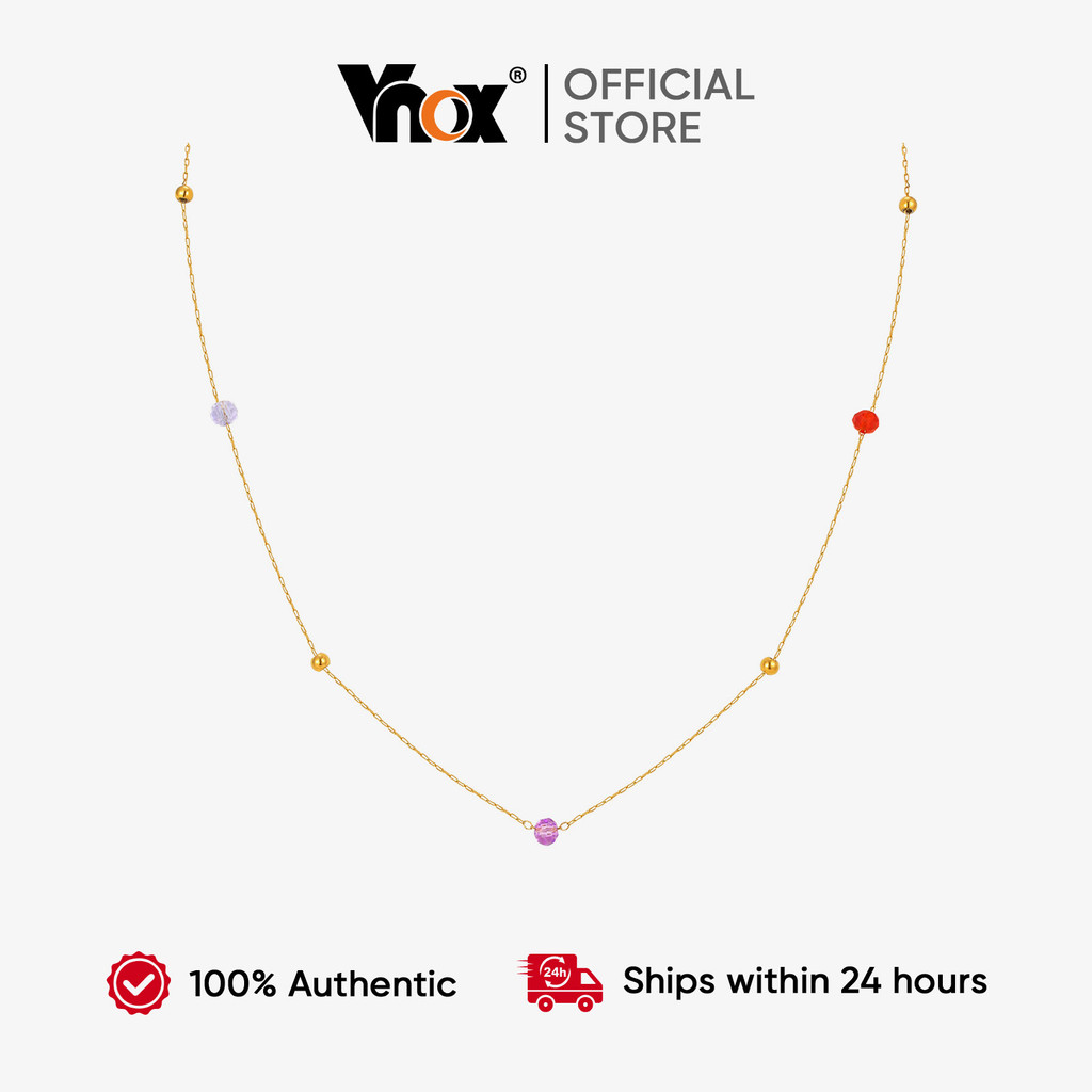 Vnox Seção Colorida De Aço Inoxidável , Pedra Natural , Acessórios Com Contas , Correntes Artesanais , À Prova D'água ,