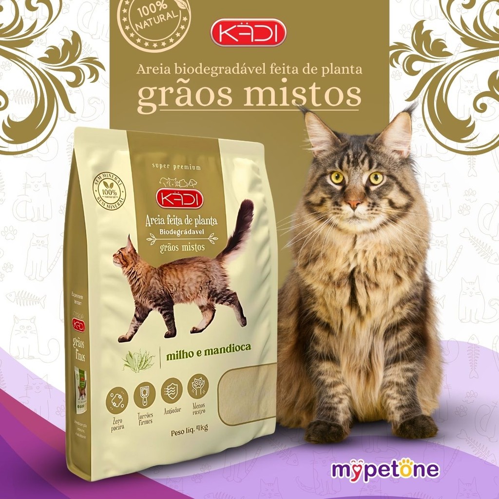 Kit 7 Areia Biodegradável 4 Kg Grãos Mistos - Kadi — imagem 2 de 2