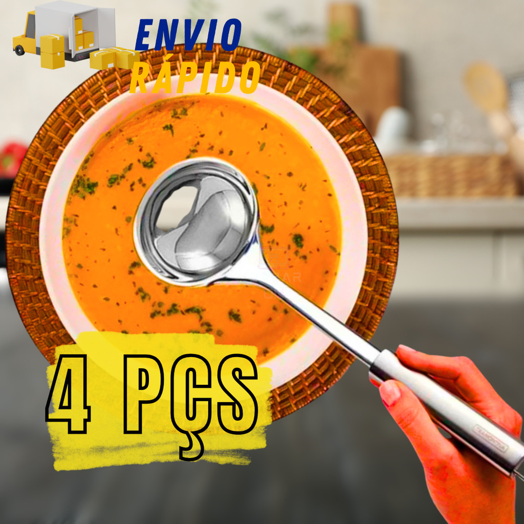 Kit 4 Concha De Feijão Sopa Caldo Molho Aço Inox 32 Cm Utensílio De Cozinha Jantar Almoço Festas