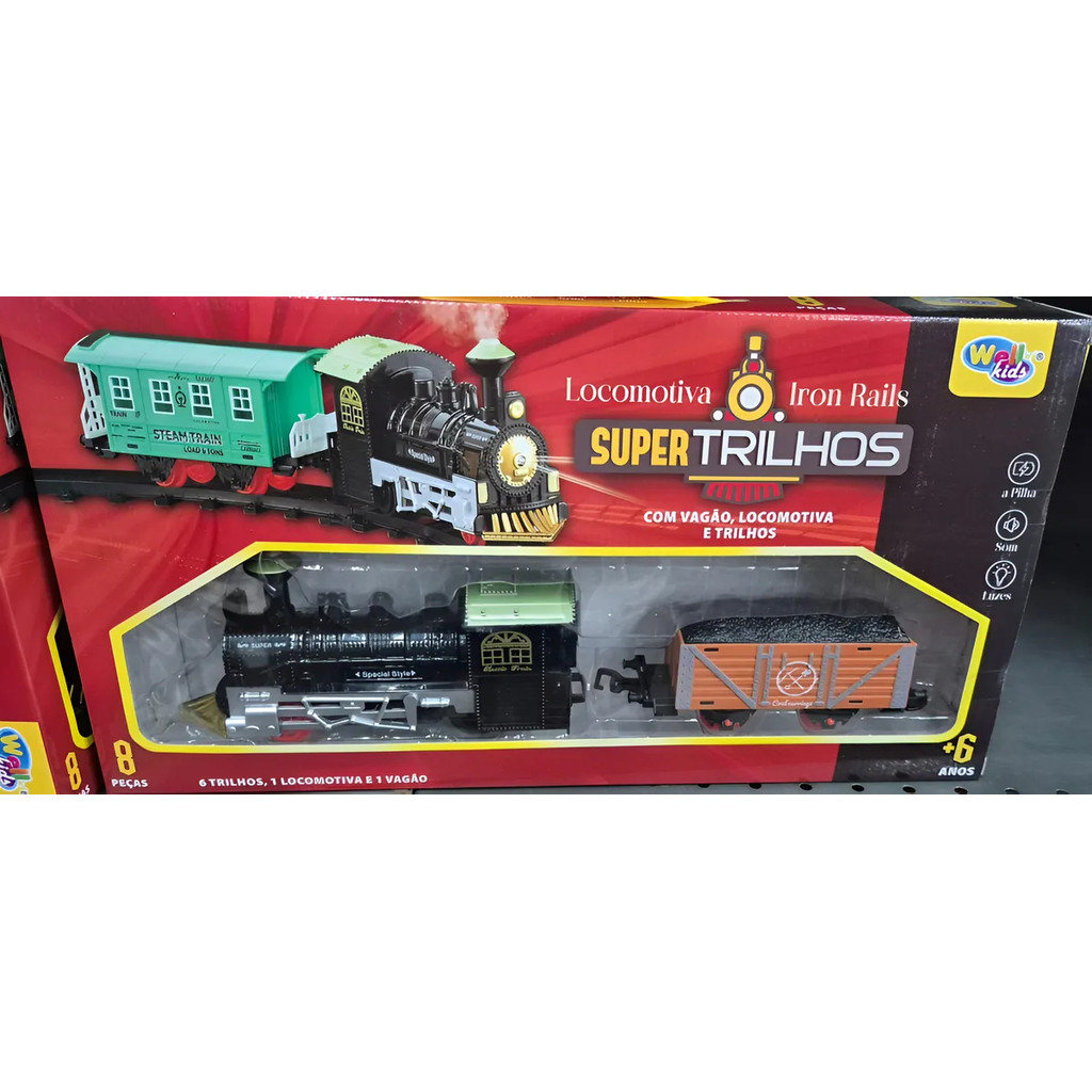 Ferrorama Clássico Super Trilhos, Vagão, Locomotiva Luzes Sons 8 Peças