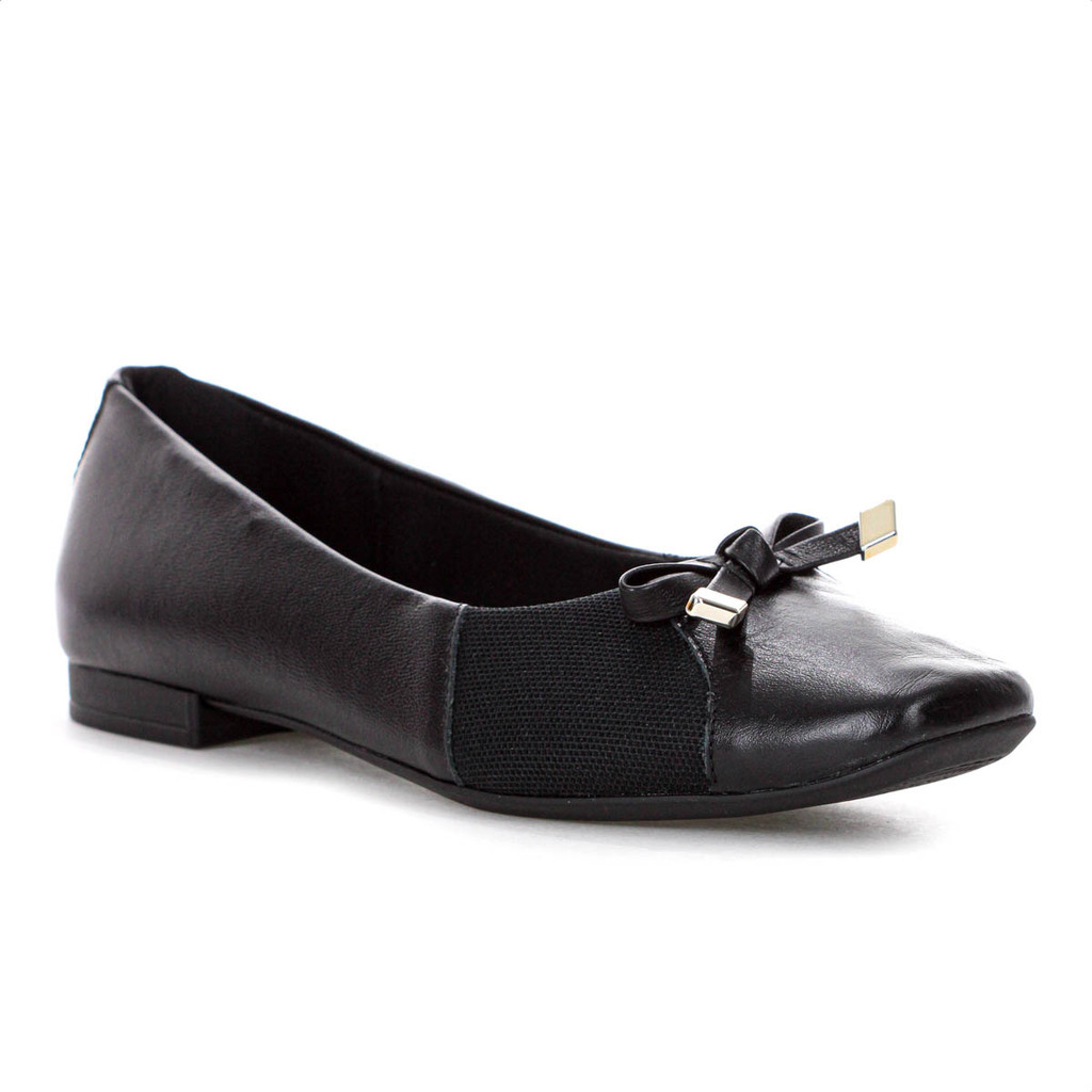 Sapatilha Usaflex Couro Lisa Preto - Feminino em Oferta na Shopee