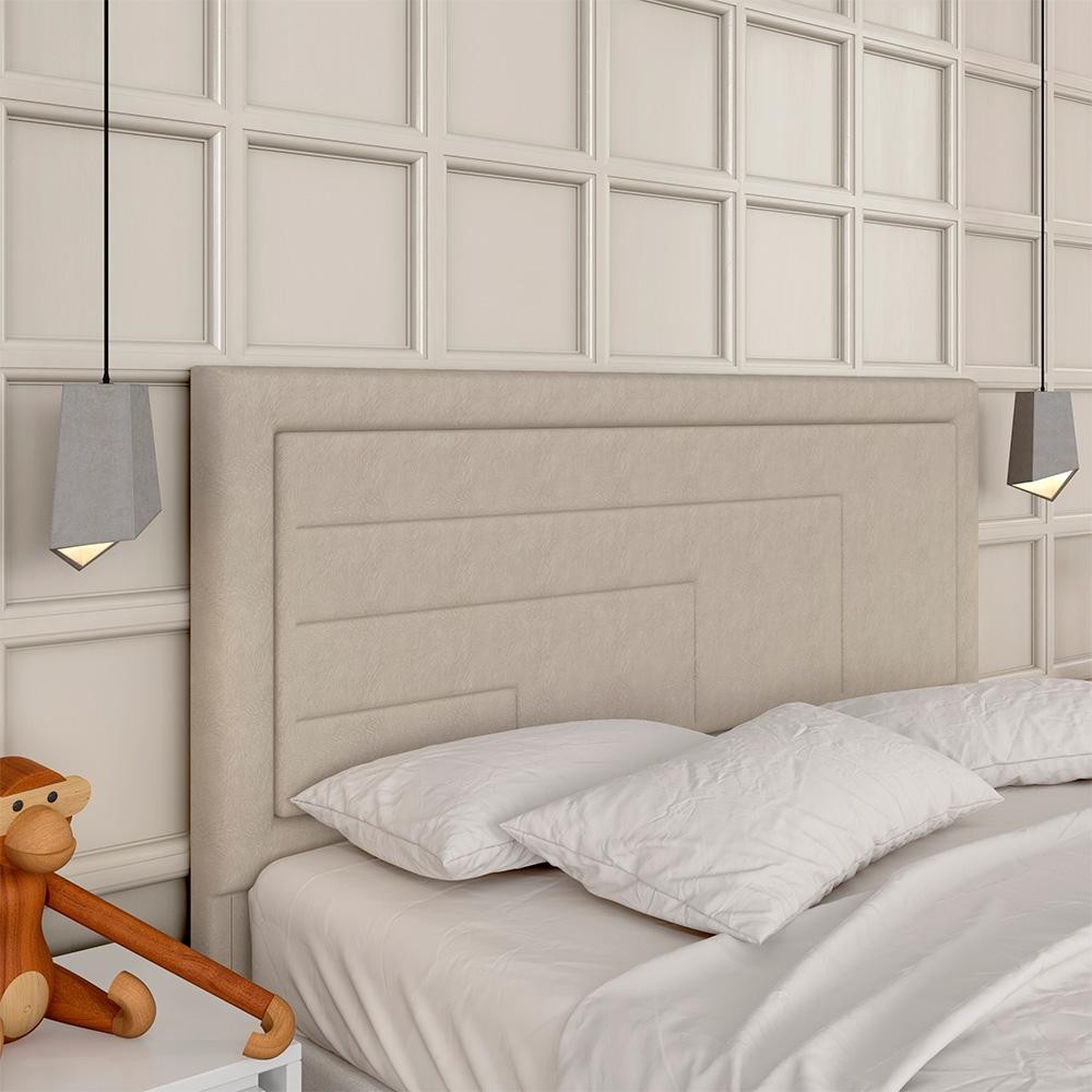 Cabeceira Estofada Para Cama Queen Barcelona Bege - Móveis Arapongas em Oferta na Shopee