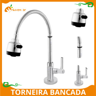 Torneira Flexível de Parede/Bancada WG08 para Cozinha com Chuveirinho Duplo Jato Cone Inox Luxo Metal Gourmet WG08 em Oferta na Shopee