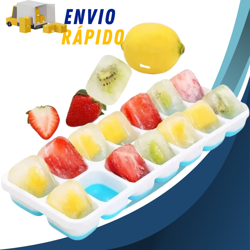 Forma de Gelo Cubos Fundo Silicone Forminha Quadrado Fácil Desenformar Suco Refresco Doce