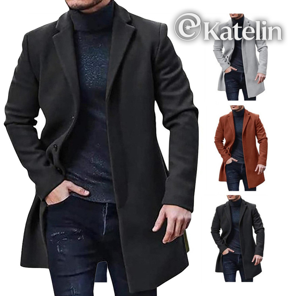 Casaco Formal Masculino De Lã, De Cor Sólida E Abotoamento Simples em Oferta na Shopee