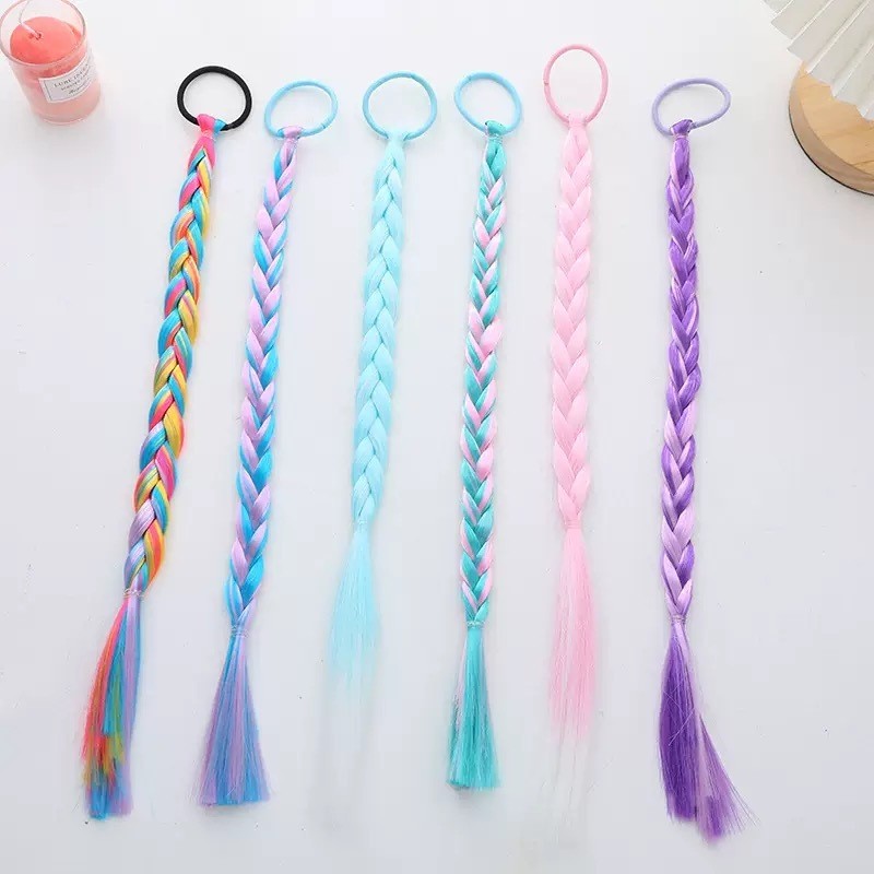 Kit 6 Conjunto De Rabo De Cavalo De Trançado De Cavalo Trançado colorido Com Corda Elástica