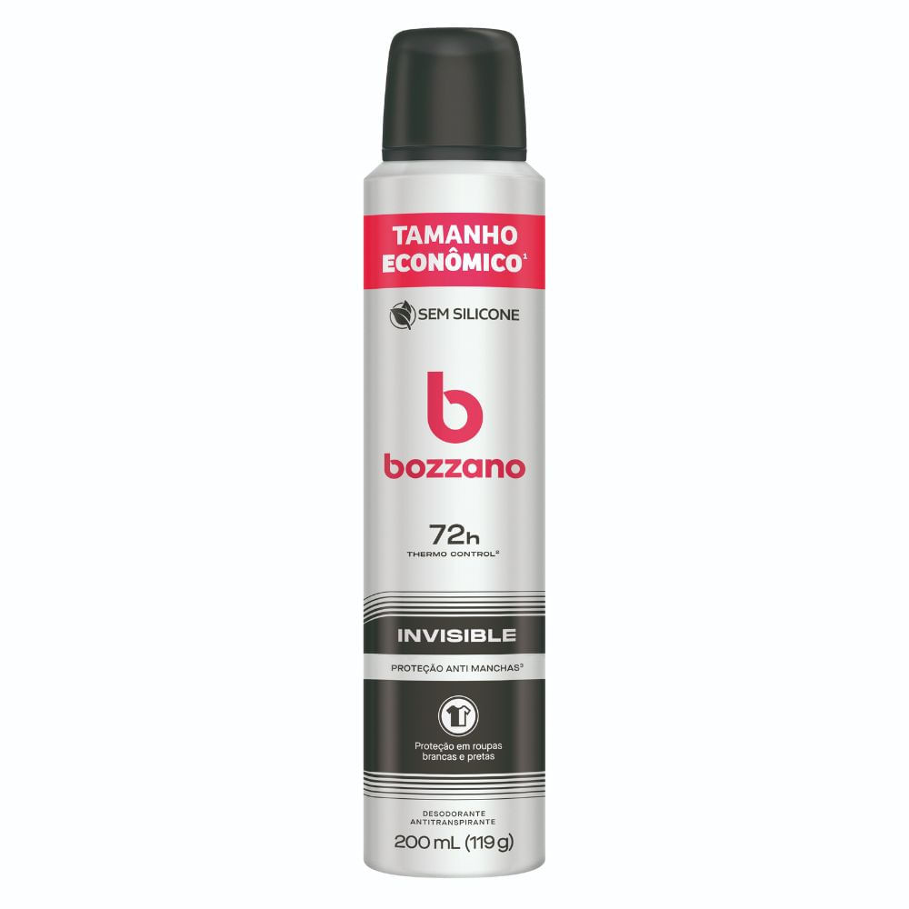 Desodorante Bozzano Invisible Aerossol Antitranspirante Masculino 200ml - Beauty