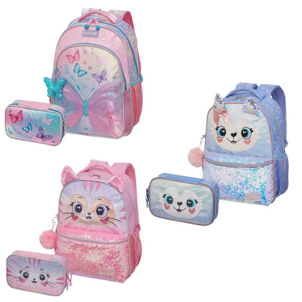 Kit Mochila Pack Me De Costas + Estojo Box, Original, Pacific, Infantil Juvenil Escolar Passeio em Oferta na Shopee