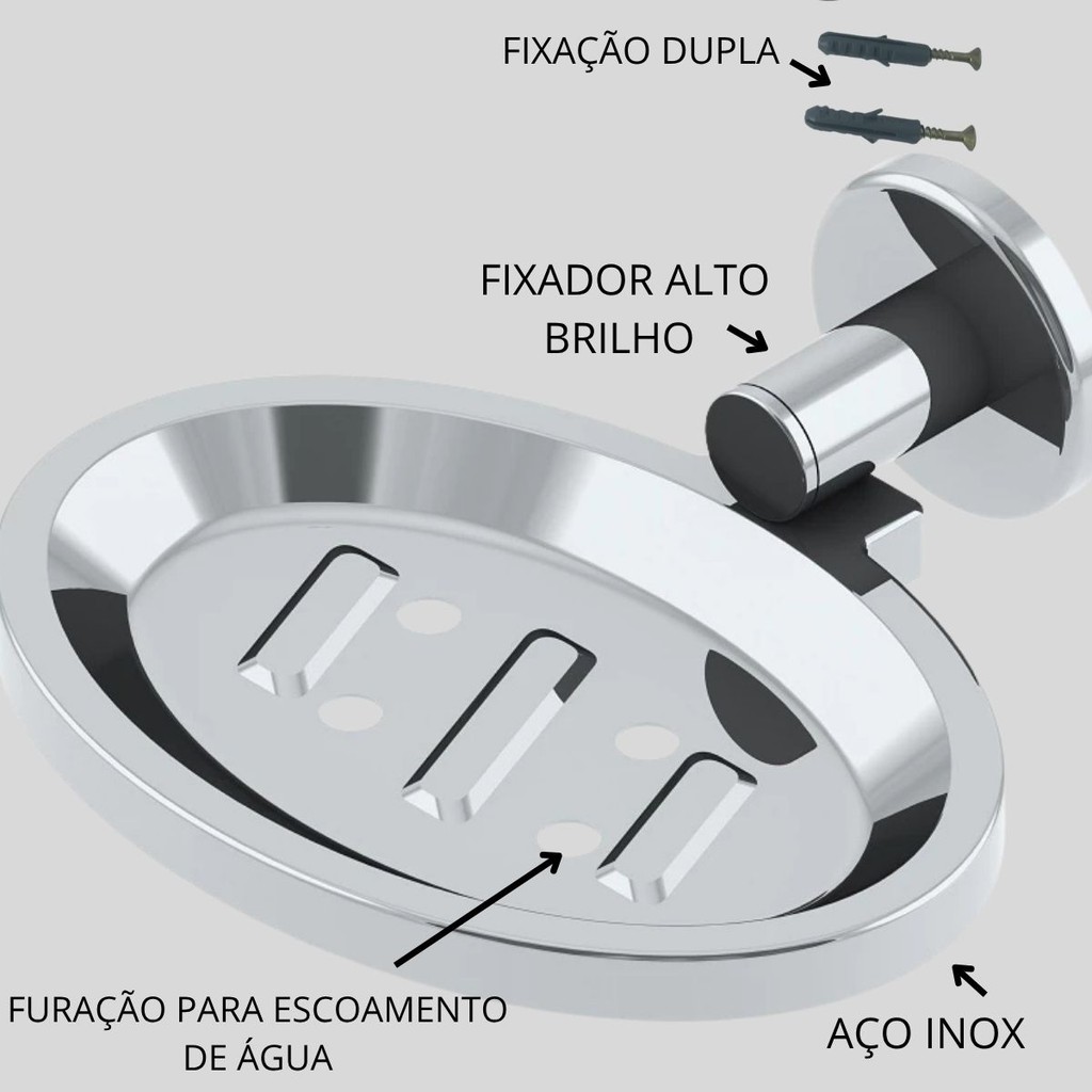 Saboneteira  Aço Inox de Parede Banheiro Porta Sabonete Aço Inox