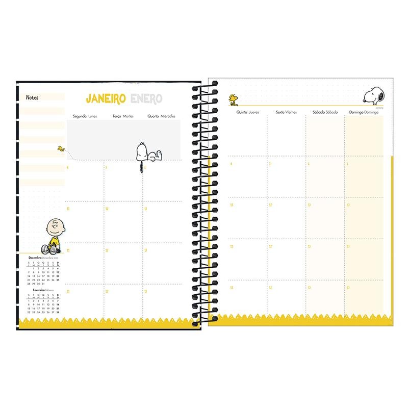 Detalhes do Agenda planner espiral semanal Snoopy 2026 Tilibra