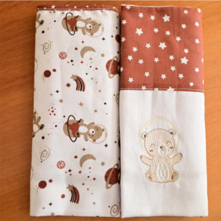 Kit Cueiro Bublim Flanelado E Bordado Urso - 2 Peças em Oferta na Shopee