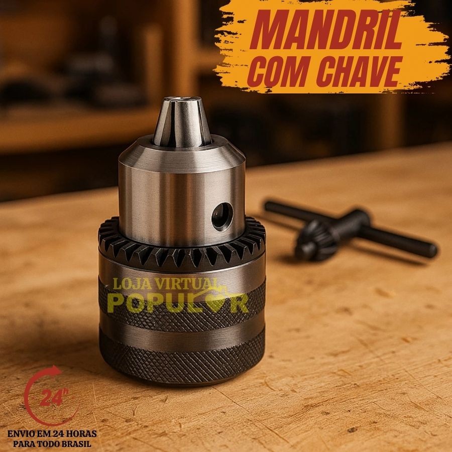 Mandril Segura Brocas Para Furadeira Rosca 13mm 1/2 Pol + Chave Aperto