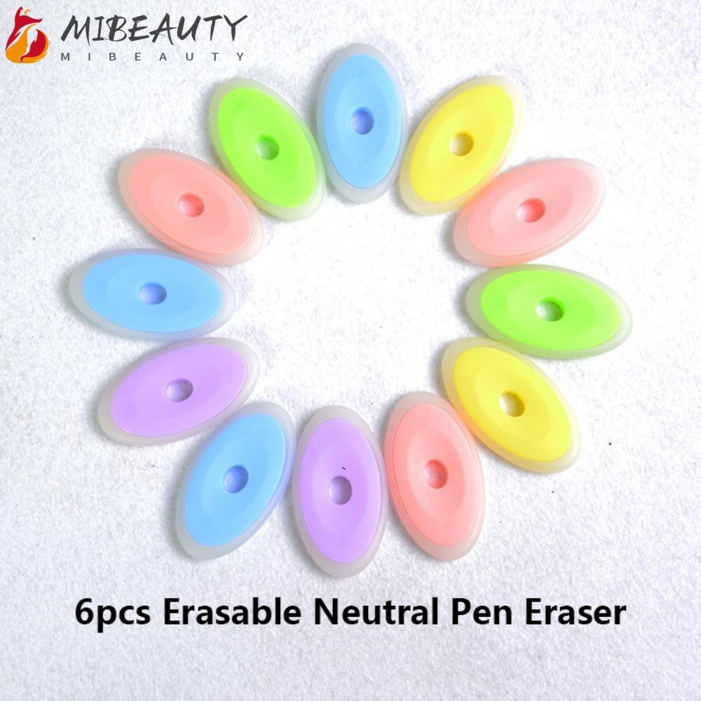 MIBEAUTY 6 Peças De Borracha Oval Colorida , Caneta Apagável Neutra , Especial Para Estudantes , Fornecimento De Correçã
