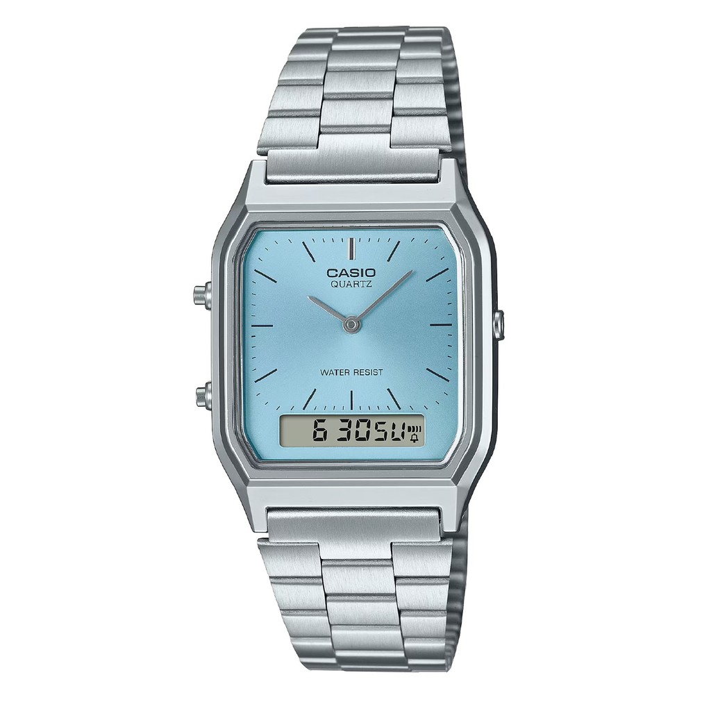 Relógio Casio Vintage AQ-230A-2A1MQYDF Prata e Azul