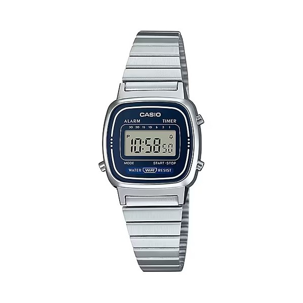 Relógio Casio Vintage LA670WA-2DF Prata Feminino em Oferta na Shopee