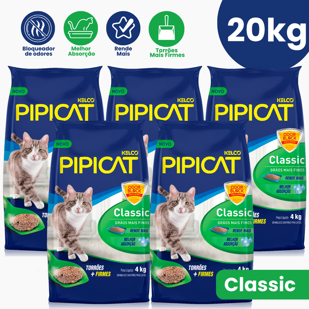 Kit 5 Areia Sanitária Kelco Pipicat Classic - 4Kg