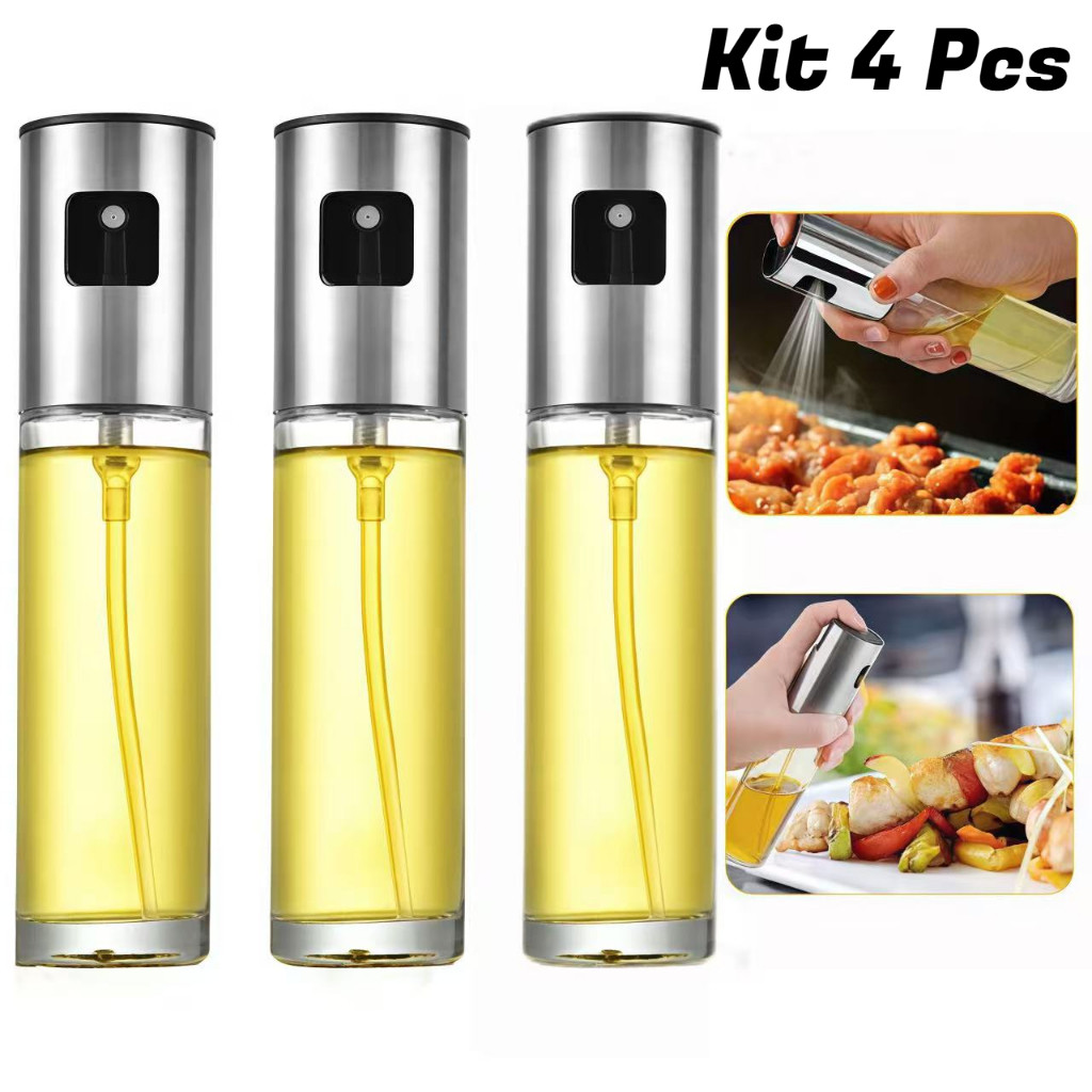 Kit 1/4 Pçs Spray Borrifador Azeite Vinagre Vidro 100ml em Oferta na Shopee