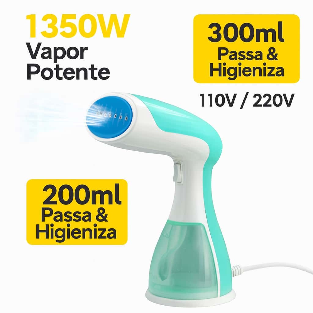 Passadeira a Vapor 1350W Ferro de Passar Roupas Portátil 300ml - Vapor Potente 110V/220V