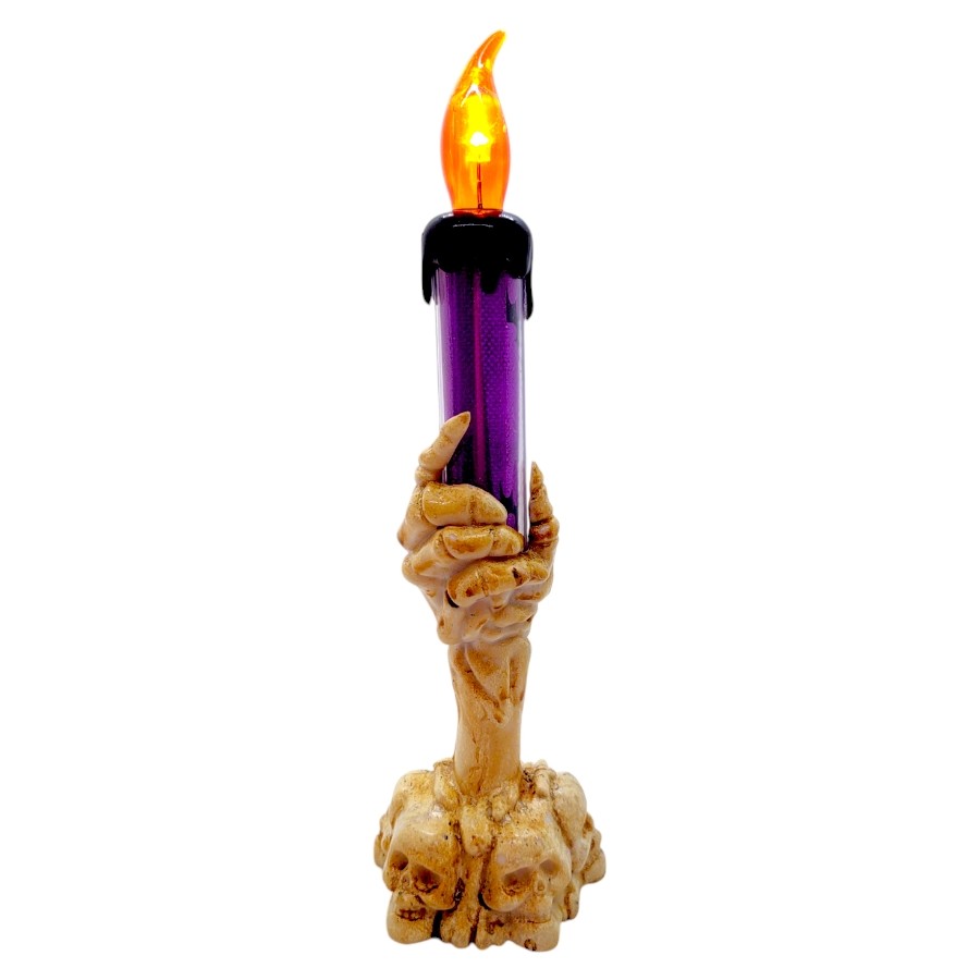 Castiçal de Halloween com Vela Led - Roxo- 18x6cm - 1 unidade - Rizzo - Rizzo