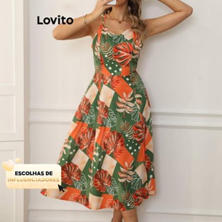 (KOL‘s pick) Lovito Vestido Boho plantas flores estrutura linha para mulheres LBL19200 em Oferta na Shopee