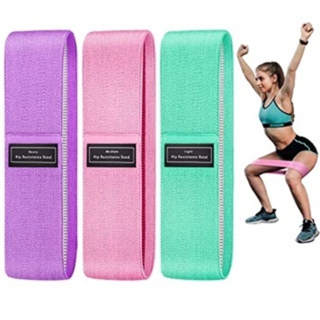 Imagem Kit 3 Faixas Elásticas De Exercício Hip Resistance Bands Para Malhar em Casa