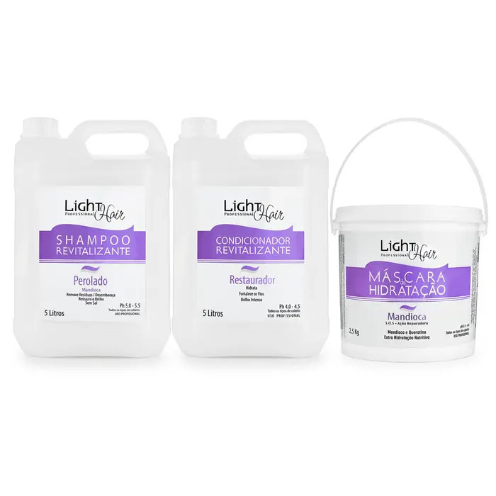 Kit Shampoo Condicionador e Máscara Mandioca Revitalizante