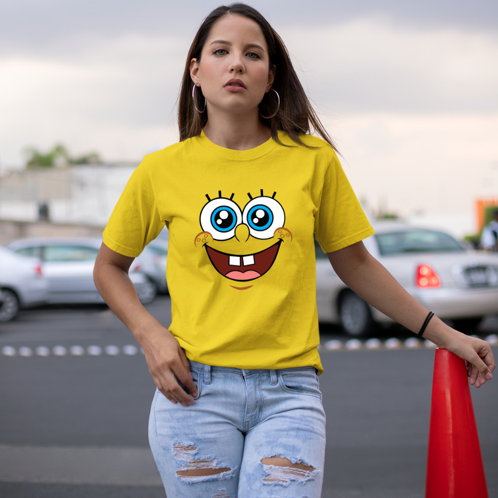 Camiseta Streetwear 100% Algodão Lisa Básica Estampada Bob Esponja e Patrick Adulto e Infantil.