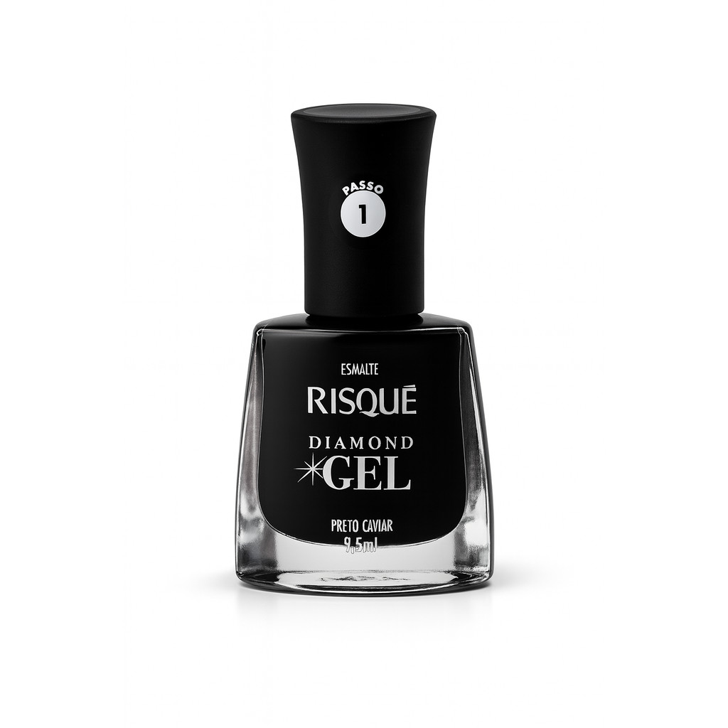 Esmalte Risqué Diamond Gel Cremoso Preto Caviar 9,5ml