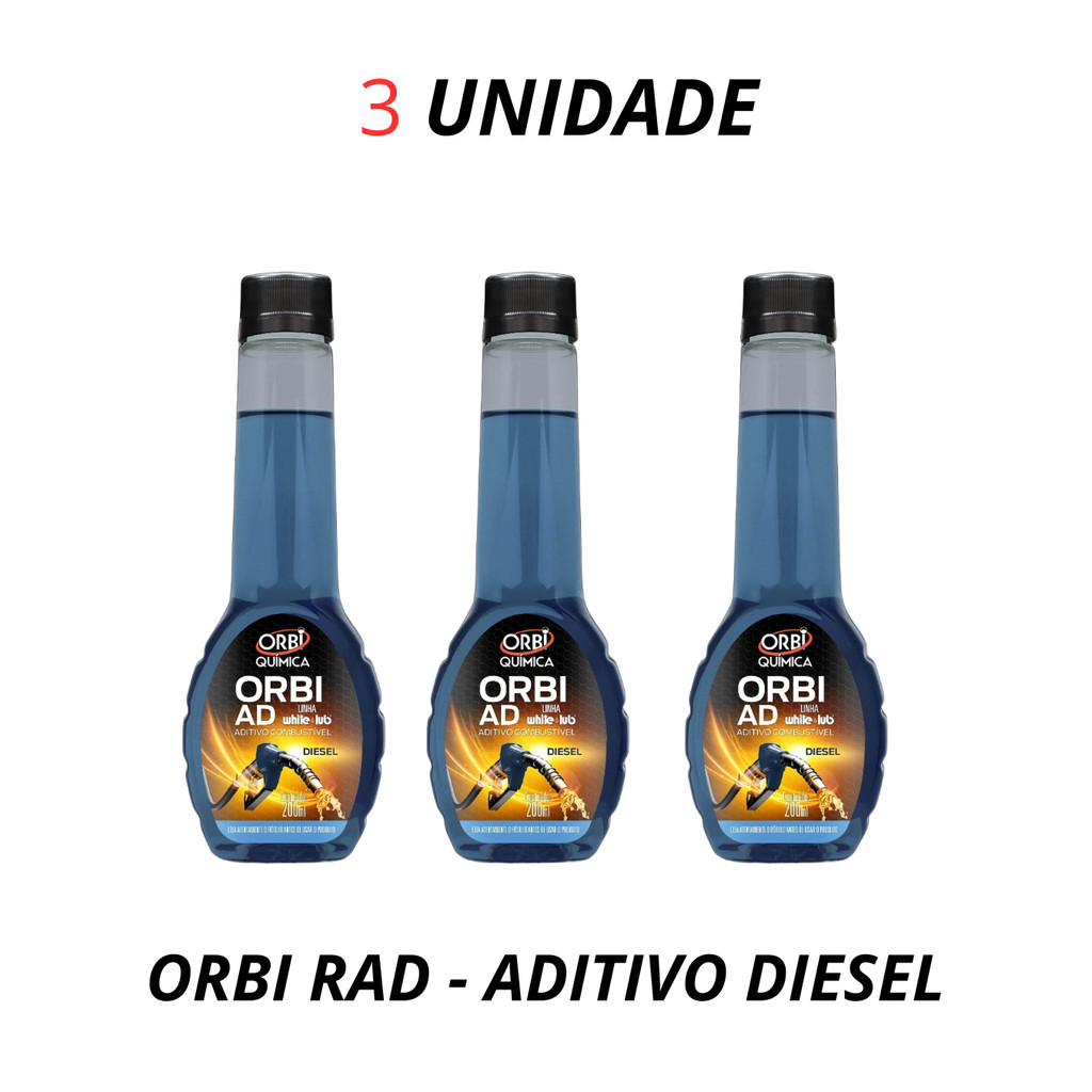 KIT 3 Aditivo Combustível DIESEL 200ml Limpa Bicos Injetores - ORBI-AD em Oferta na Shopee