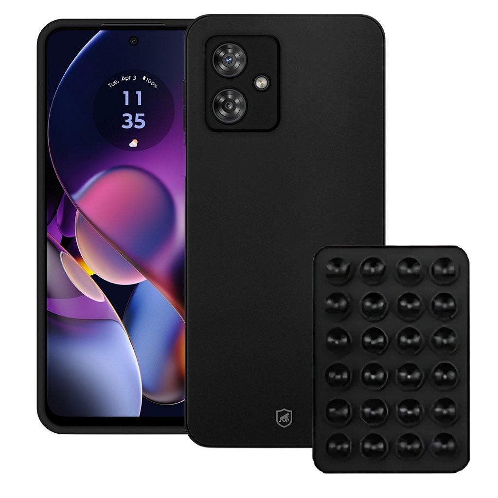Kit Capa case capinha Silicon Veloz para Motorola Moto G54  Ventosa Preta