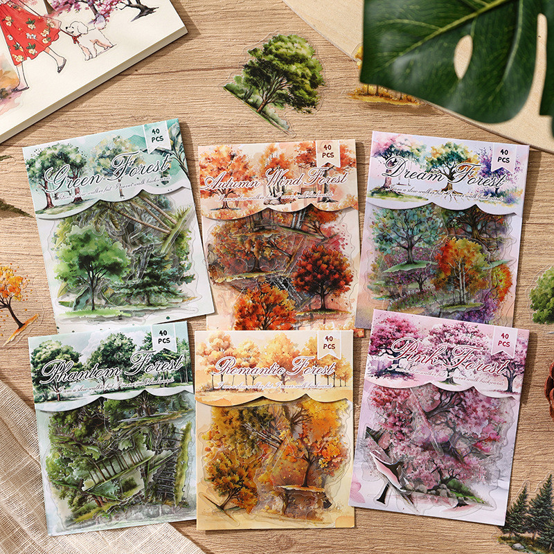 40 Pcs Original Jungle Whisper Series PET Adesivos Diário Deco DIY em Oferta na Shopee