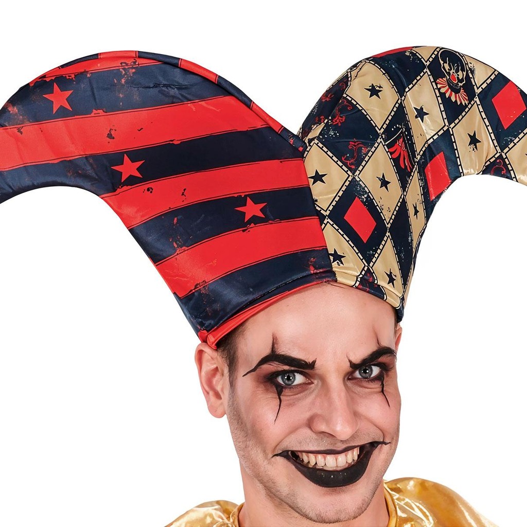 Fantasia Masculina Halloween Palhaço Assassino Super Luxo Com Chapeu Bobo da Corte — imagem 2 de 2