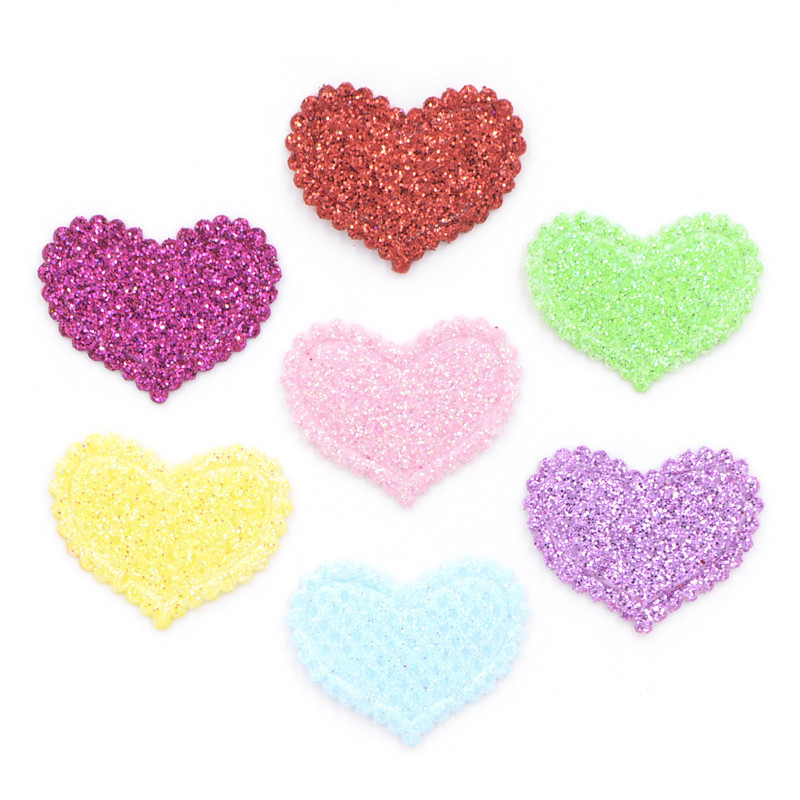 120pcs Coração Aplicas Patches de tecido para ofícios Roupas Casamento DIY Acessórios Scrapbooking