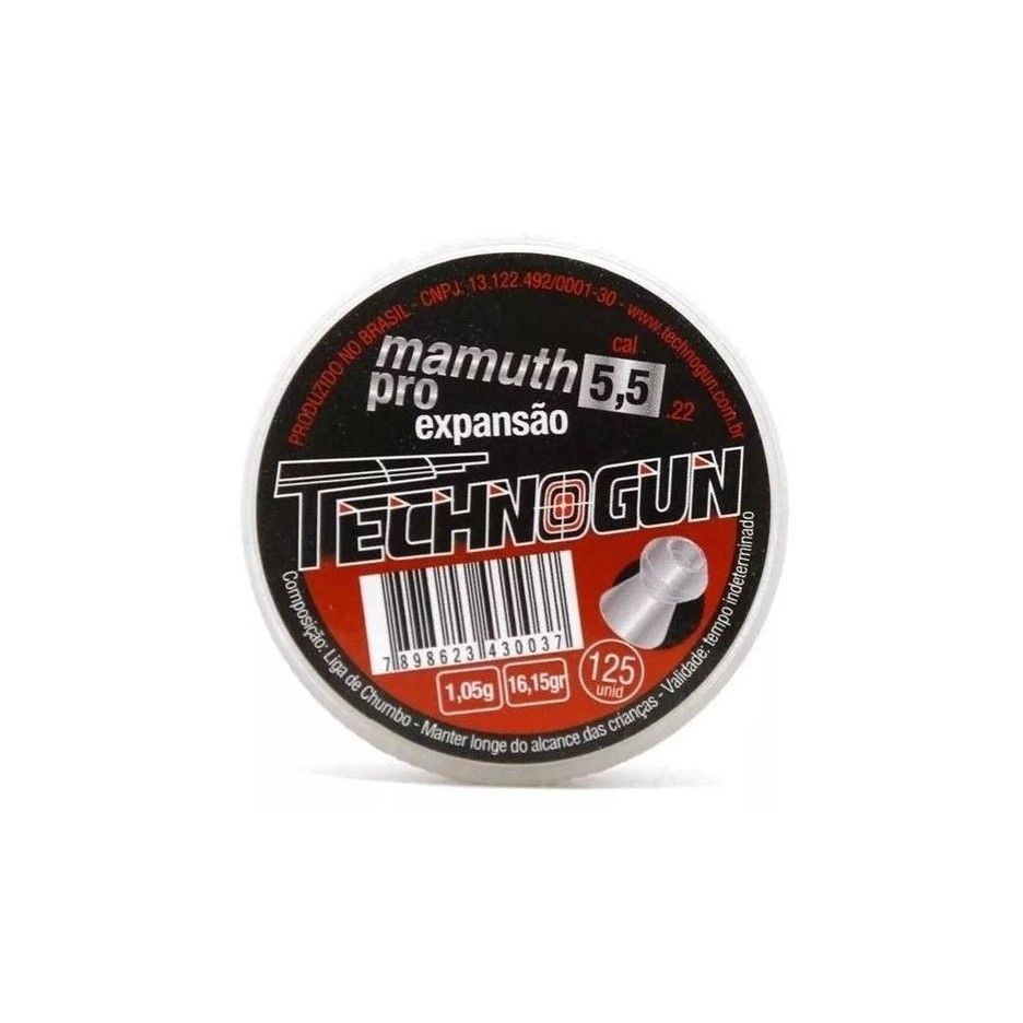 Chumbinho Mamuth Pró - Calibre 5,5mm - Pote Com 125 Pcs - em Oferta na Shopee