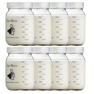 Kit 8 Potes de Vidro 200ml para Armazenar Leite Materno – Tampa Plástica BPA Free em Oferta na Shopee