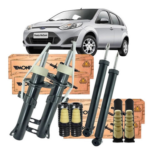 Par Amortecedor Dianteiro Traseiro Monroe + Kit Fiesta 2002 2003 2004 2005 2006 2007 2008 A 2014
