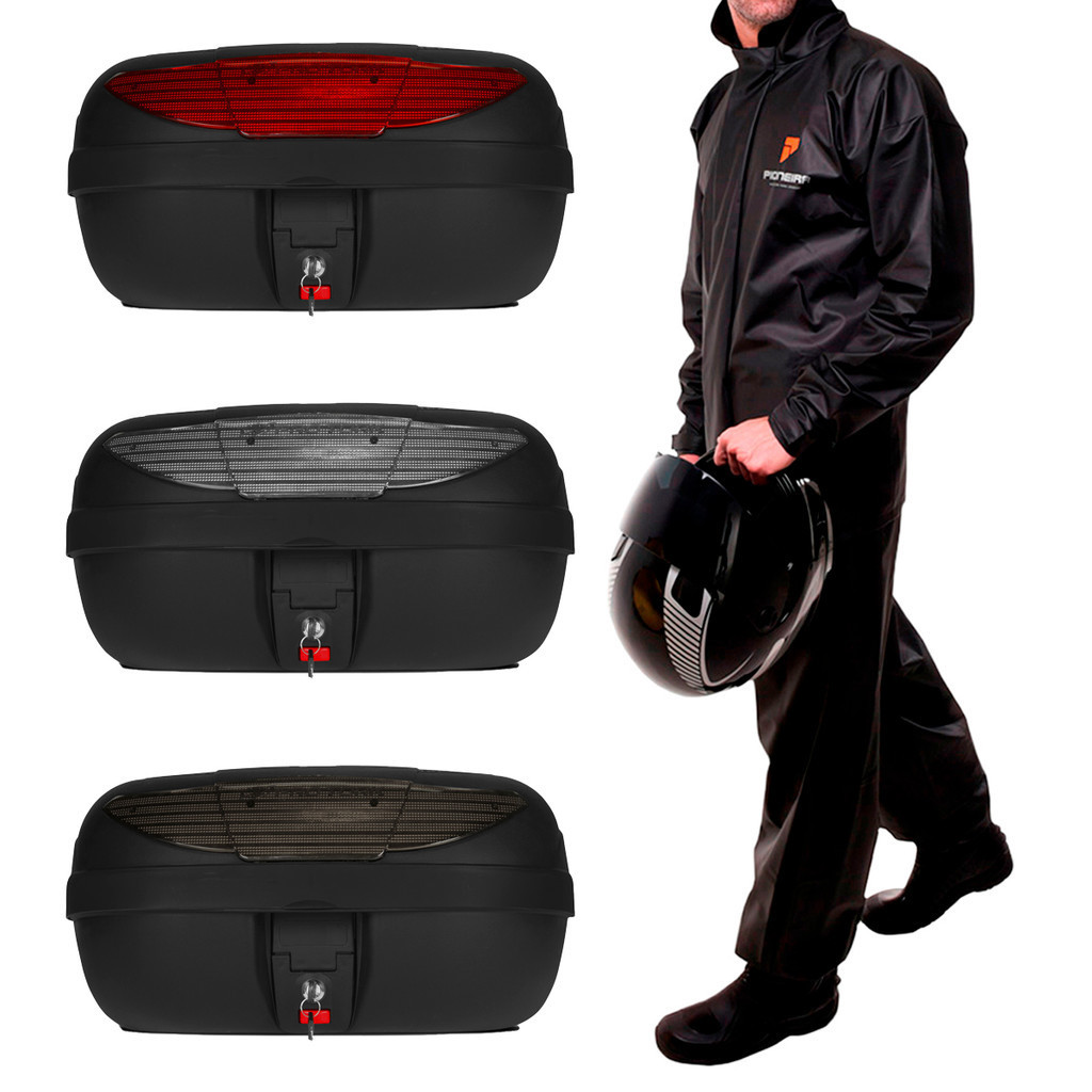 Baú Bauleto Moto Pro Tork Smartbox 2 45 Litros Pro Tork + Capa de Chuva Combate Com Gola Pioneira em Oferta na Shopee