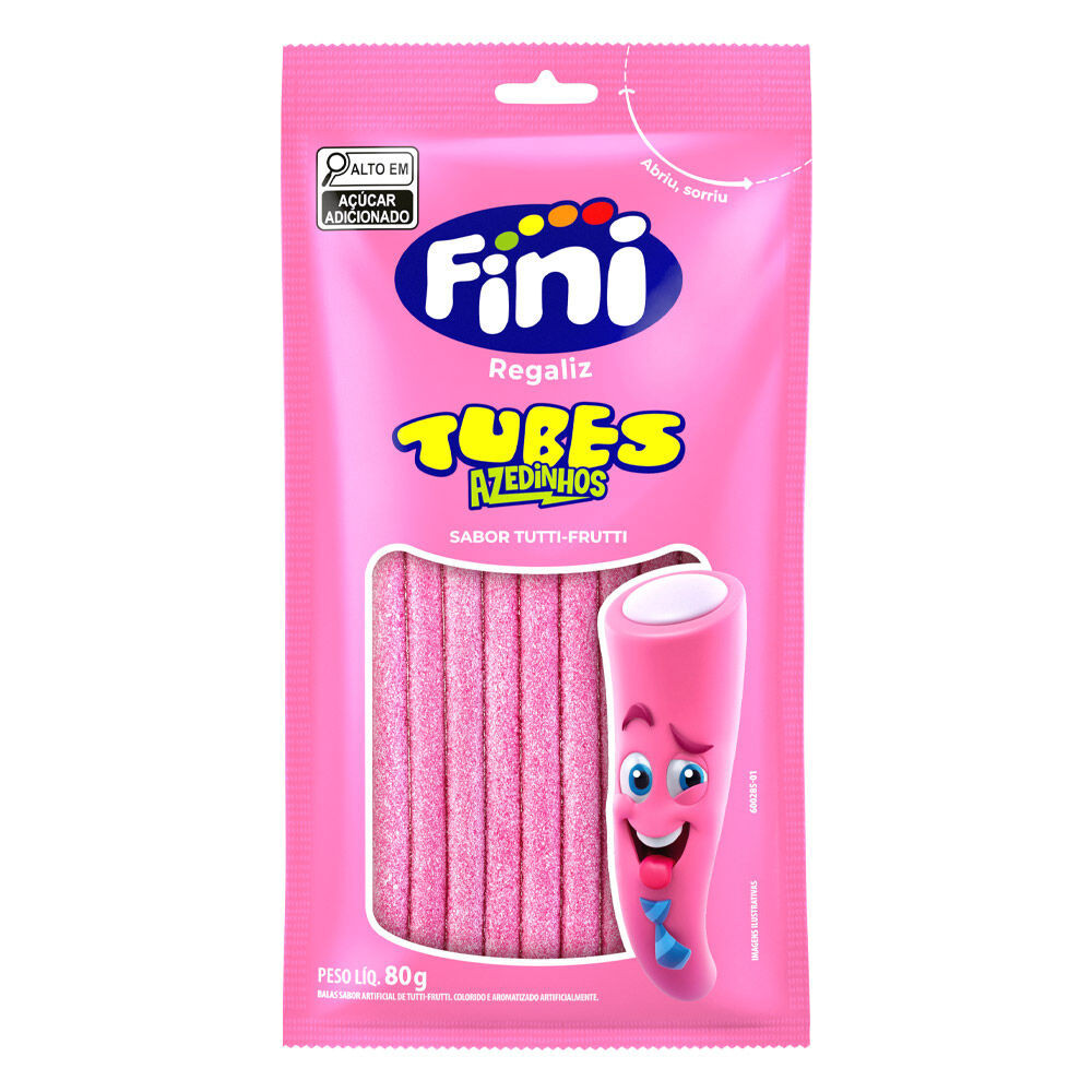 Fini Tubes Tutti Frutti Azedinho Bala de Gelatina 80g Tube Tutti-frutti