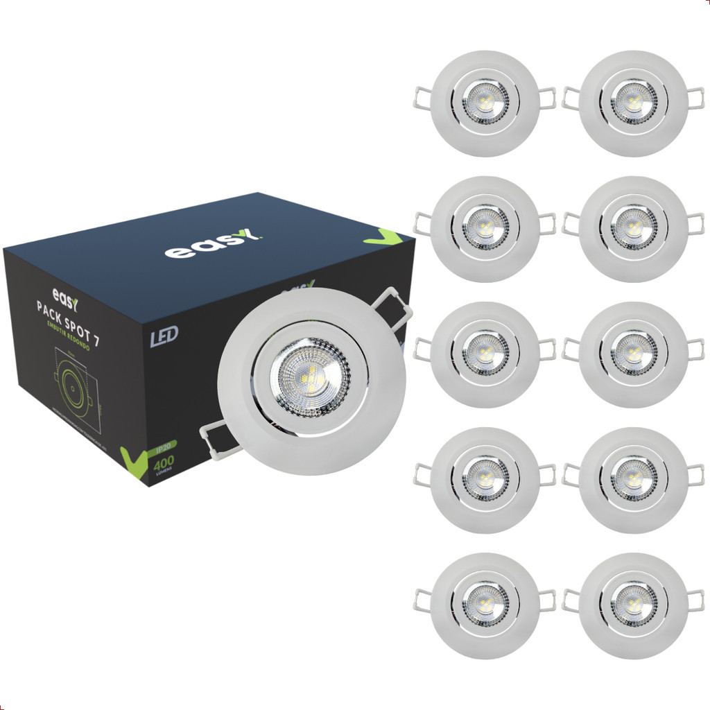 Kit 10 Spot Led 7W 6500K IP20 Embutir Redondo Bivolt - Easy em Oferta na Shopee