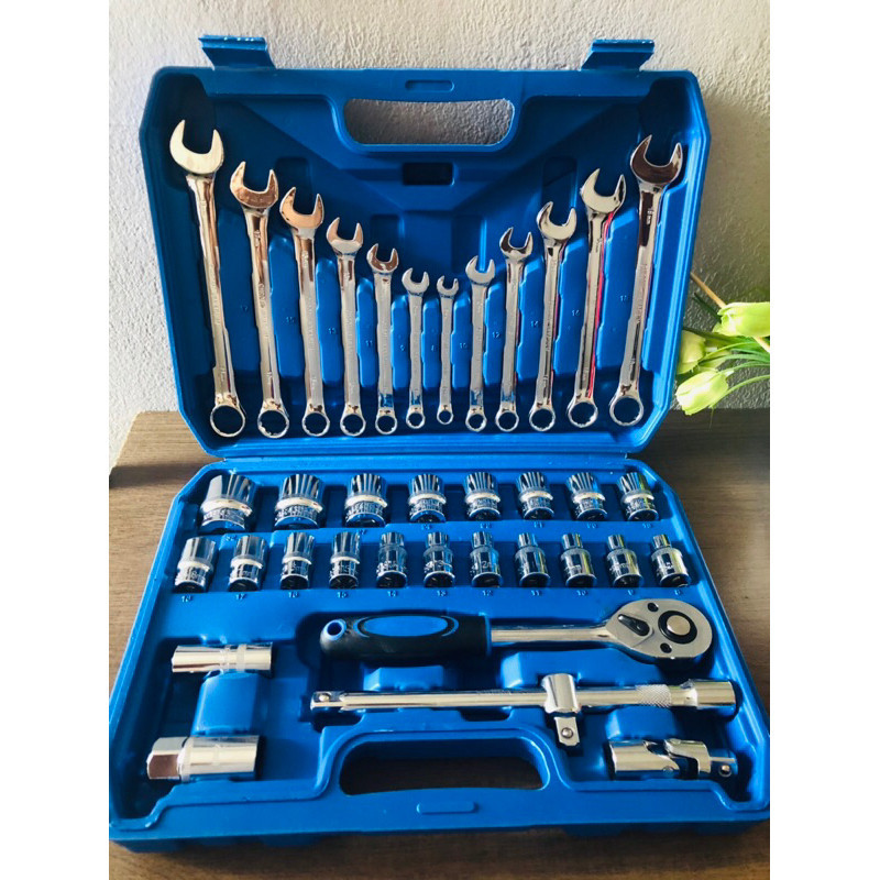 Kit de Ferramentas 37 Peças profissional jogo chave combinada soquetes e catraca grande em Oferta na Shopee