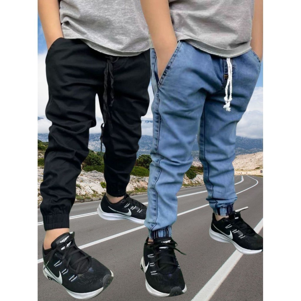 Calças Jogger Bebê Infantil Juvenil Calça de criança jeans apertada da moda 2 ao 16 preço ...