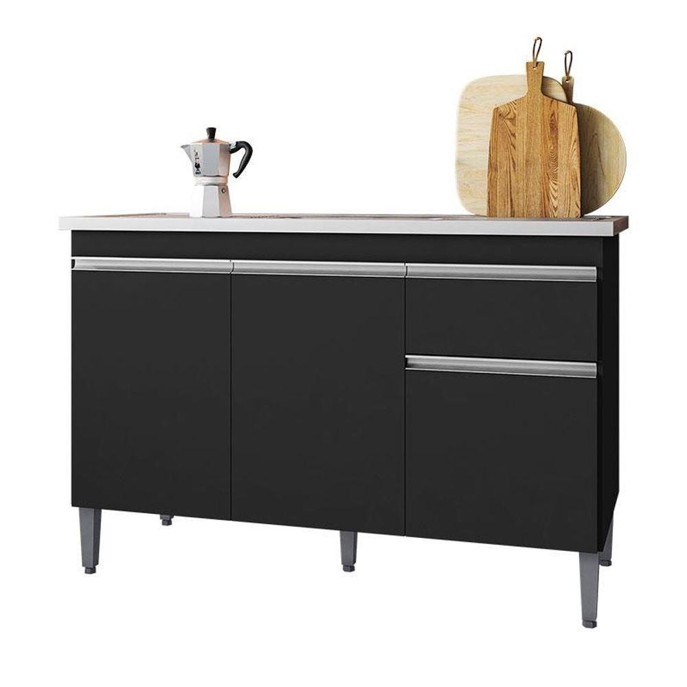 Balcão De Pia Ambiente Tatiane 120 Cm Preto Fosco - Ajl em Oferta na Shopee