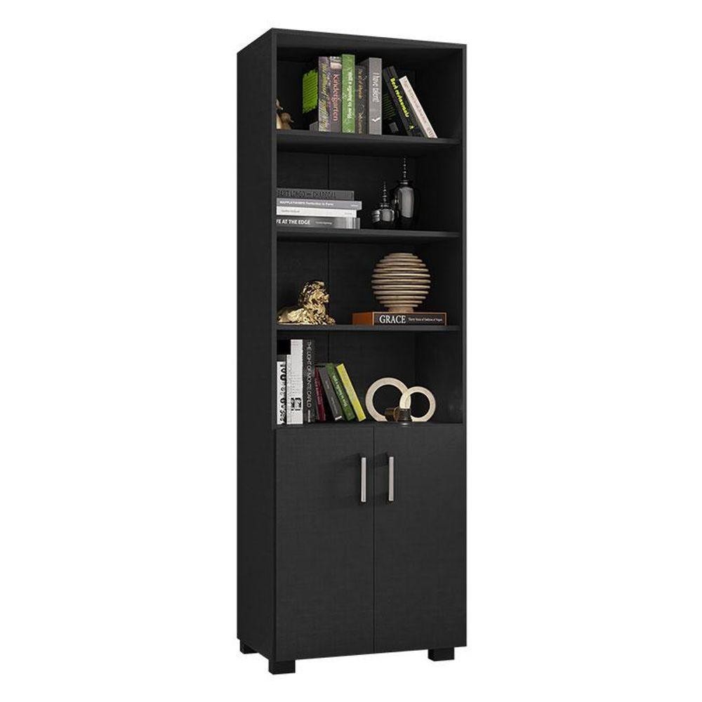 Livreiro Office Com Portas Pequenas Preto Trama - Móveis Leão em Oferta na Shopee