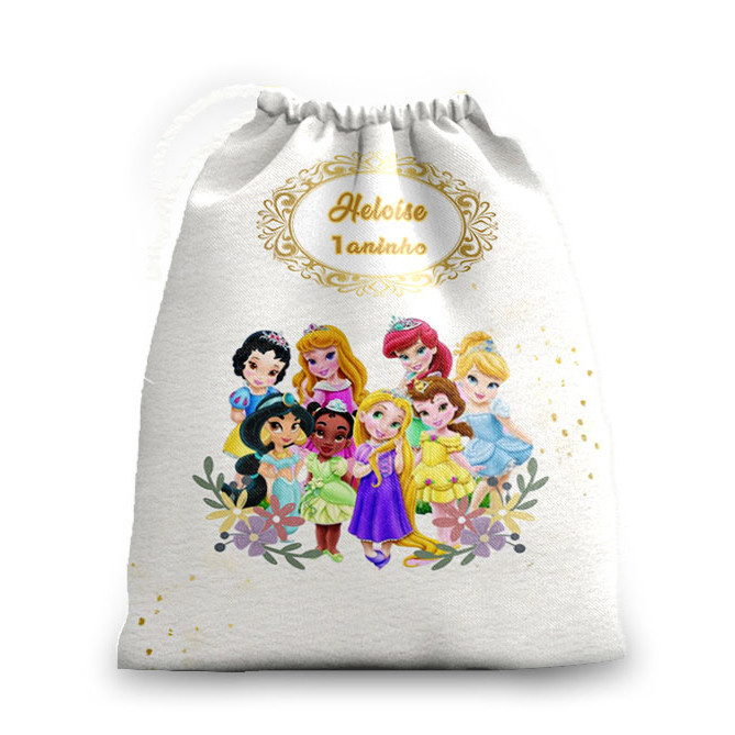 10 sacolinhas personalizada tecido PRINCESAS BABY CUTE lembrancinhas festa de aniversario 30cmx20cm