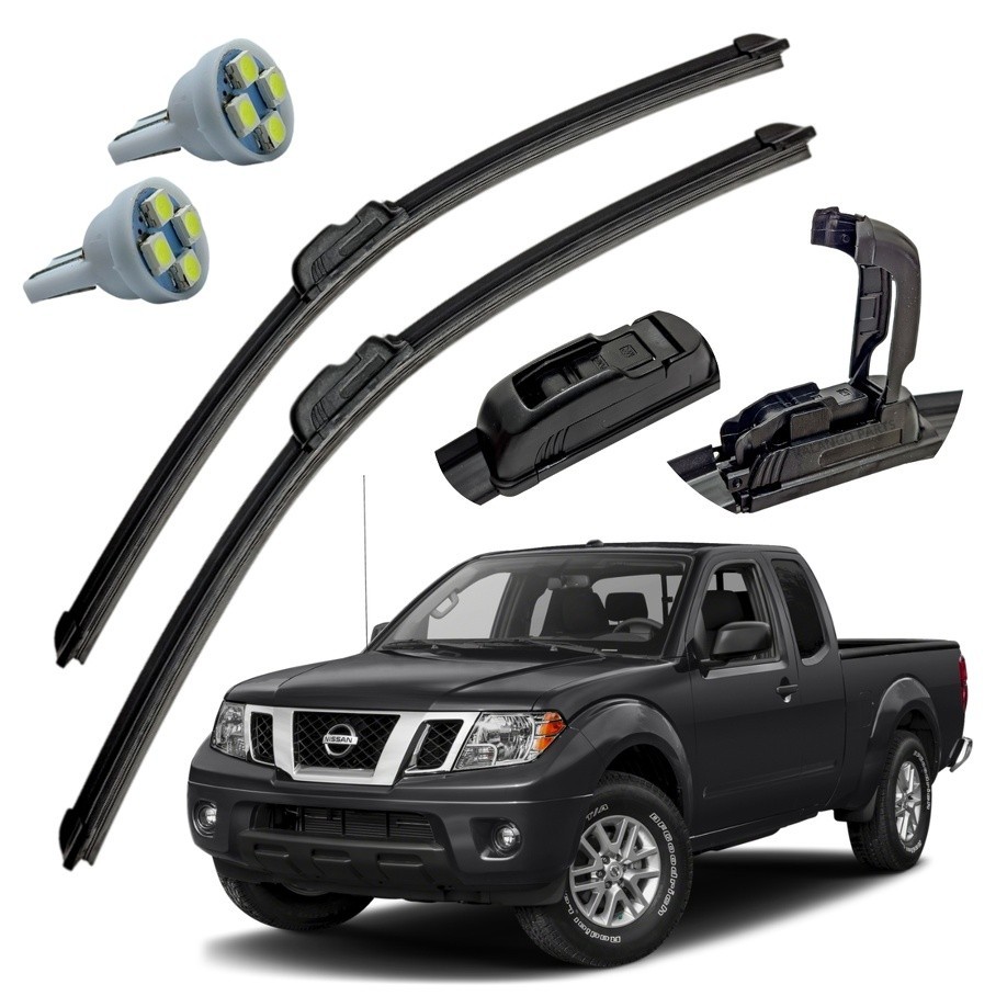 Kit Par Palheta Limpador Parabrisa Nissan Frontier 1997 A 2007 +  T10 Palheta De Silicone Automotivo