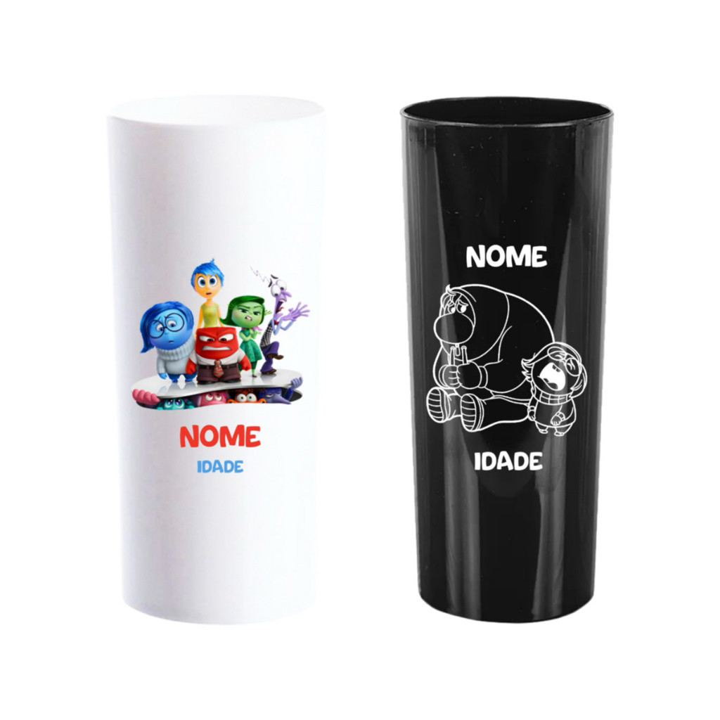 Kit 100 copo personalizado long drink Divertidamente para festa aniversário 15 anos na promoção 350ml