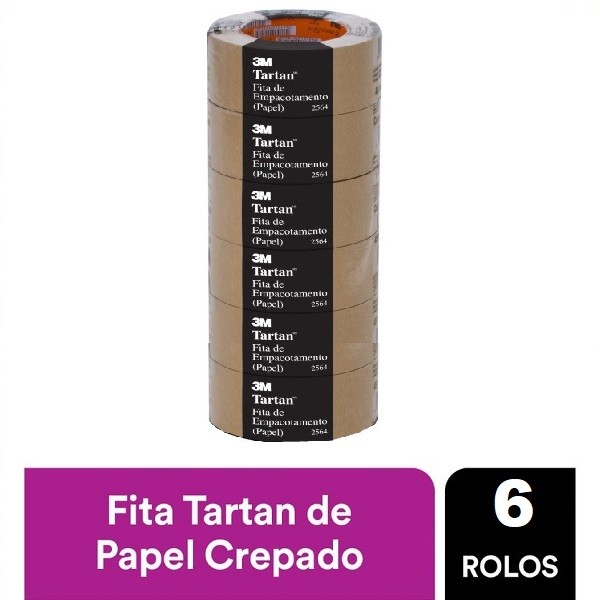 Kit 6 Fita de Empacotamento 3M Tartan 2564 45MM X 50M