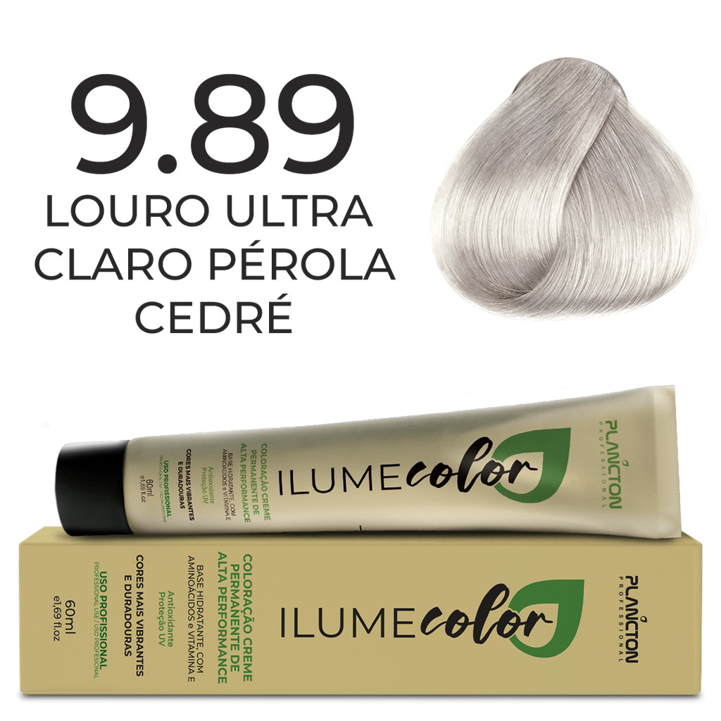 ILUME COLOR PLANCTON COLORAÇÃO - 9.89 ULTRA CLARO PÉROLA CEDRE - 60ml em Oferta na Shopee